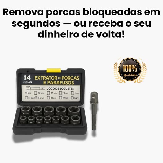 Conjunto de 14 chaves de soquete para extração de porcas