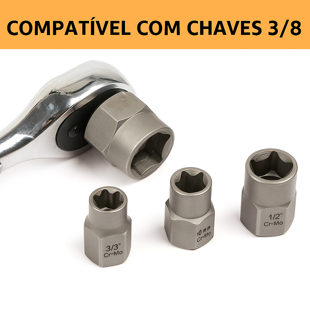 Conjunto de 14 chaves de soquete para extração de porcas