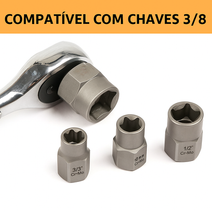 Conjunto de 14 chaves de soquete para extração de porcas